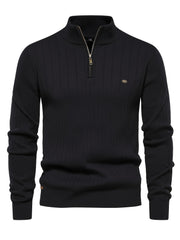 Men's Casual Cotton Warm Slightly Stretch Half Zipper Stand Collar Pullover Sweater For Men Fall Winter