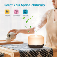500ml USB-Powered Wood Grain Aromatherapy Diffuser with Remote Control - Auto Shut-Off and Soothing Essential Oil Aroma for Home, Office, and Bedroom