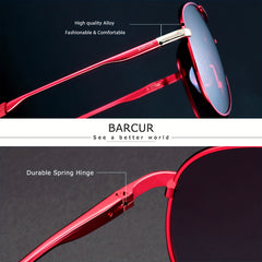 BARCUR Polarized Women Men Gradient Metal Pilot UV400 Female Gafas Oculos De Sol Masculino (With Case) with gifts box Mother's Day/give gifts