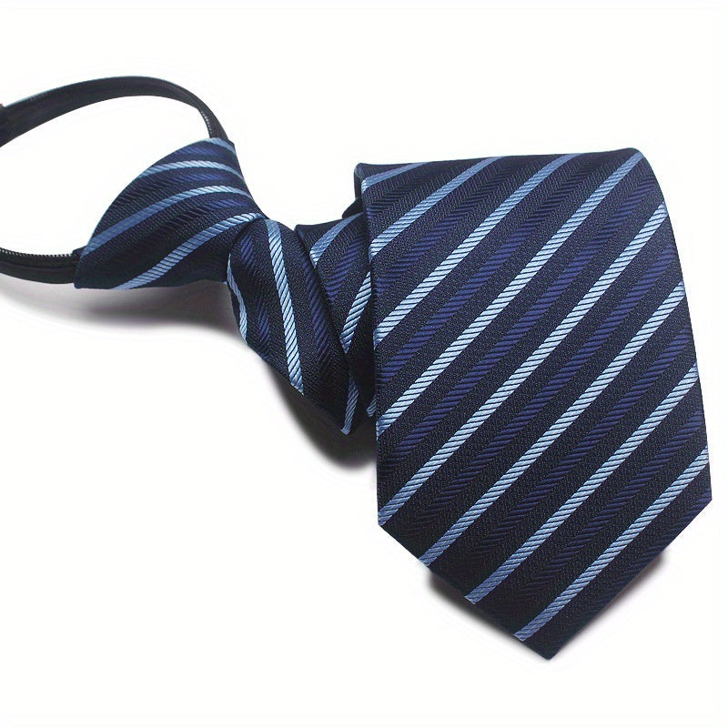 1pc 7CM/2.75inch Easy-Pull Lazy Tie - Convenient, One-Handed Adjustment, Time-Saving, Stylish Accessory for Business, Leisure - Ideal Gift Choice for Men, Navy Blue Series