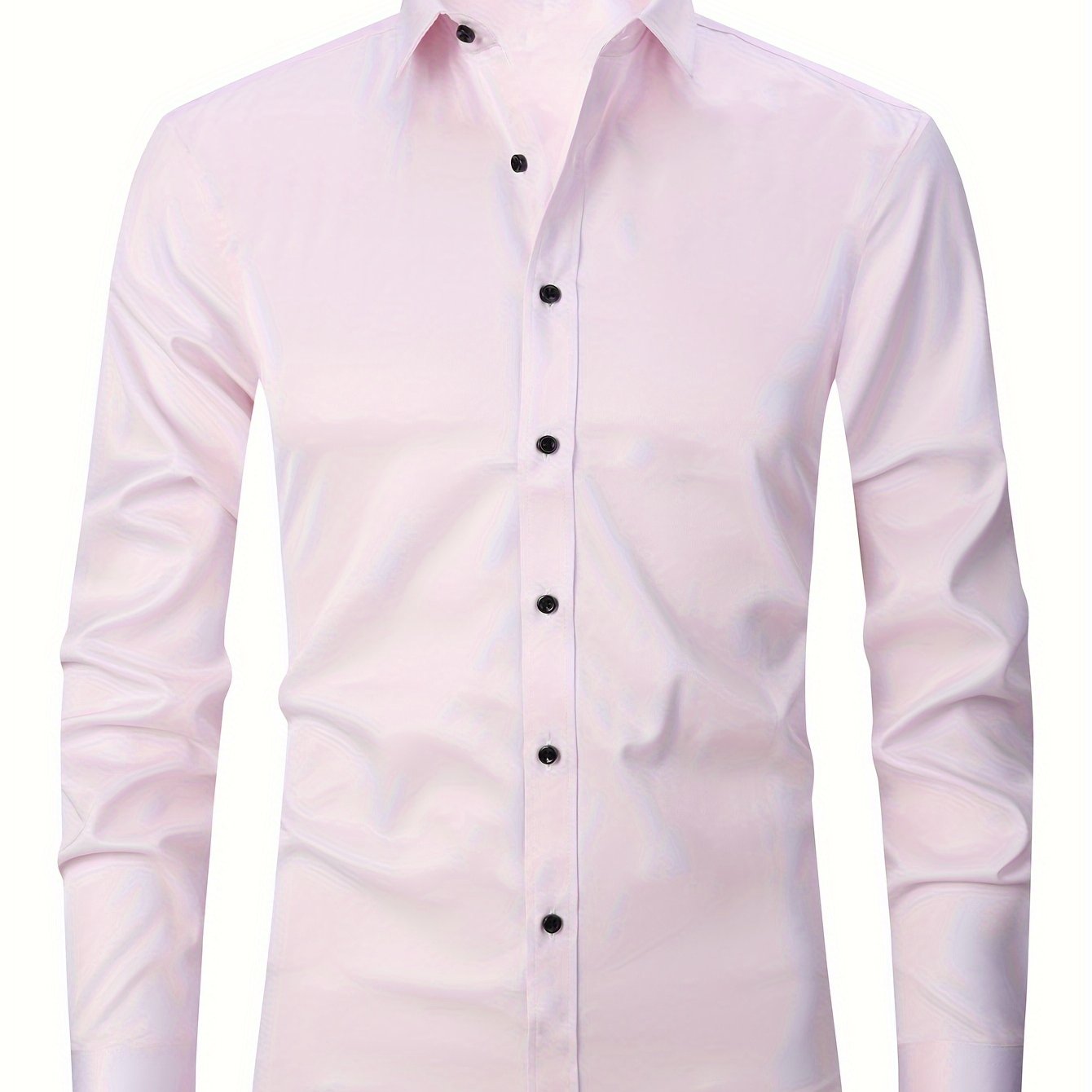 Men'S Stretch Slim-Fit Formal Shirt Without Pockets, Light Business Turn- Collar Long-Sleeved Shirt, Men'S Business Shirt, Wrinkle-Resistant And Durable Solid Color Formal Long-Sleeved Shirt with Buttons And Pockets, Suitable
