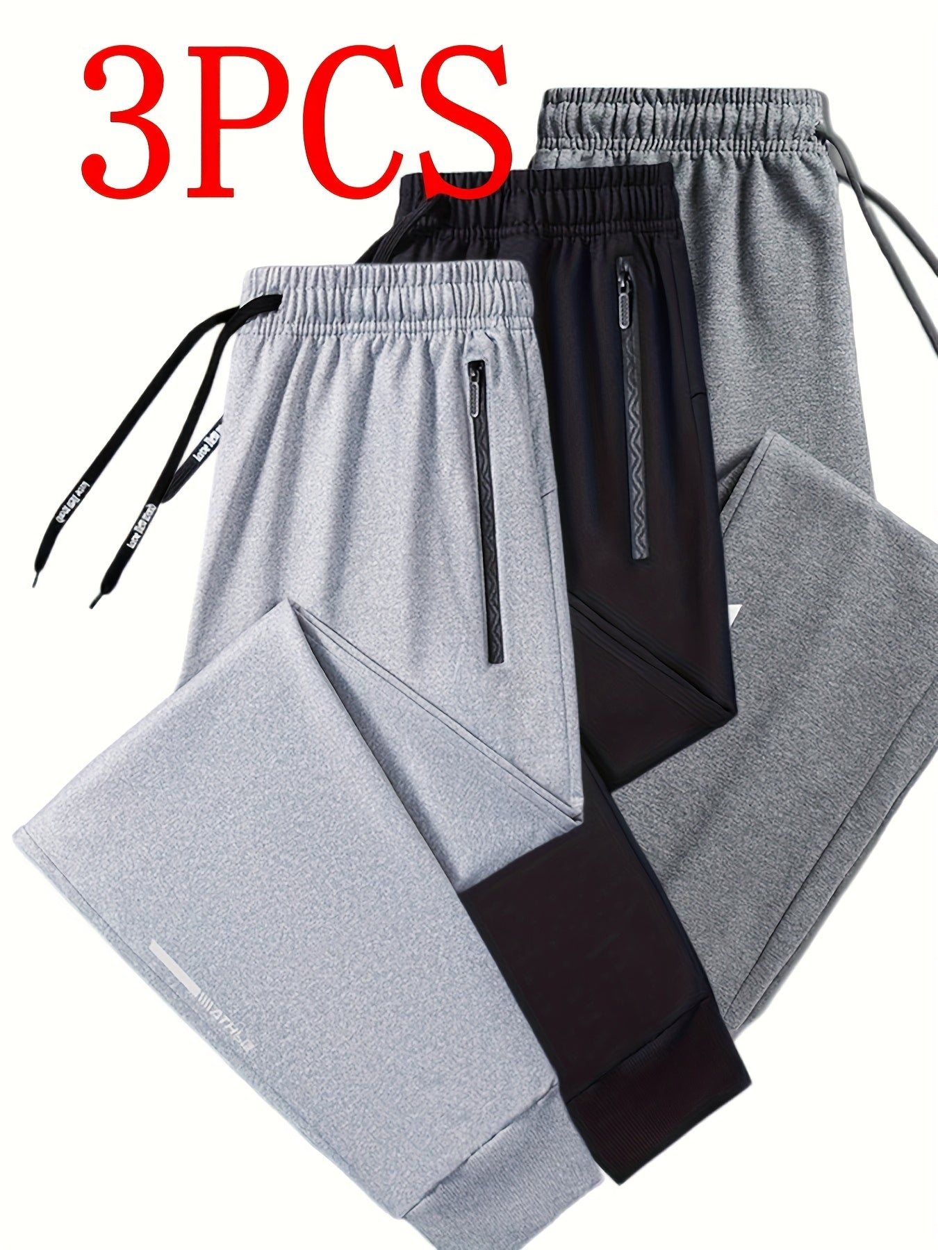 3pcs, Men's Pants Sports Casual, Stretch Loose, Premium, Zipper Leg Pants, Outdoor, Gifts, Men's Sweatpants,, Sweatpants Men, Joggers for Men, Pants for Men, Men's Trousers, Gifts for Men, Mens Christmas Gifts, Mens Gifts Ide