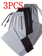 3pcs, Men's Pants Sports Casual, Stretch Loose, Premium, Zipper Leg Pants, Outdoor, Gifts, Men's Sweatpants,, Sweatpants Men, Joggers for Men, Pants for Men, Men's Trousers, Gifts for Men, Mens Christmas Gifts, Mens Gifts Ide