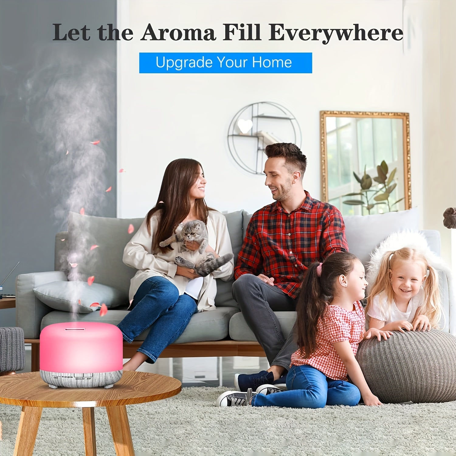 500ml USB-Powered Wood Grain Aromatherapy Diffuser with Remote Control - Auto Shut-Off and Soothing Essential Oil Aroma for Home, Office, and Bedroom