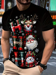Men'S 3D Digital Print Short Sleeve T-Shirt, All-Season Breathable Round Neck Top, Non-See-Through, Stylish and Versatile, Comfortable & Lightweight, Christmas T Shirt Men Plus Size, Christmas Shirt Men Plus Size, Men Christm