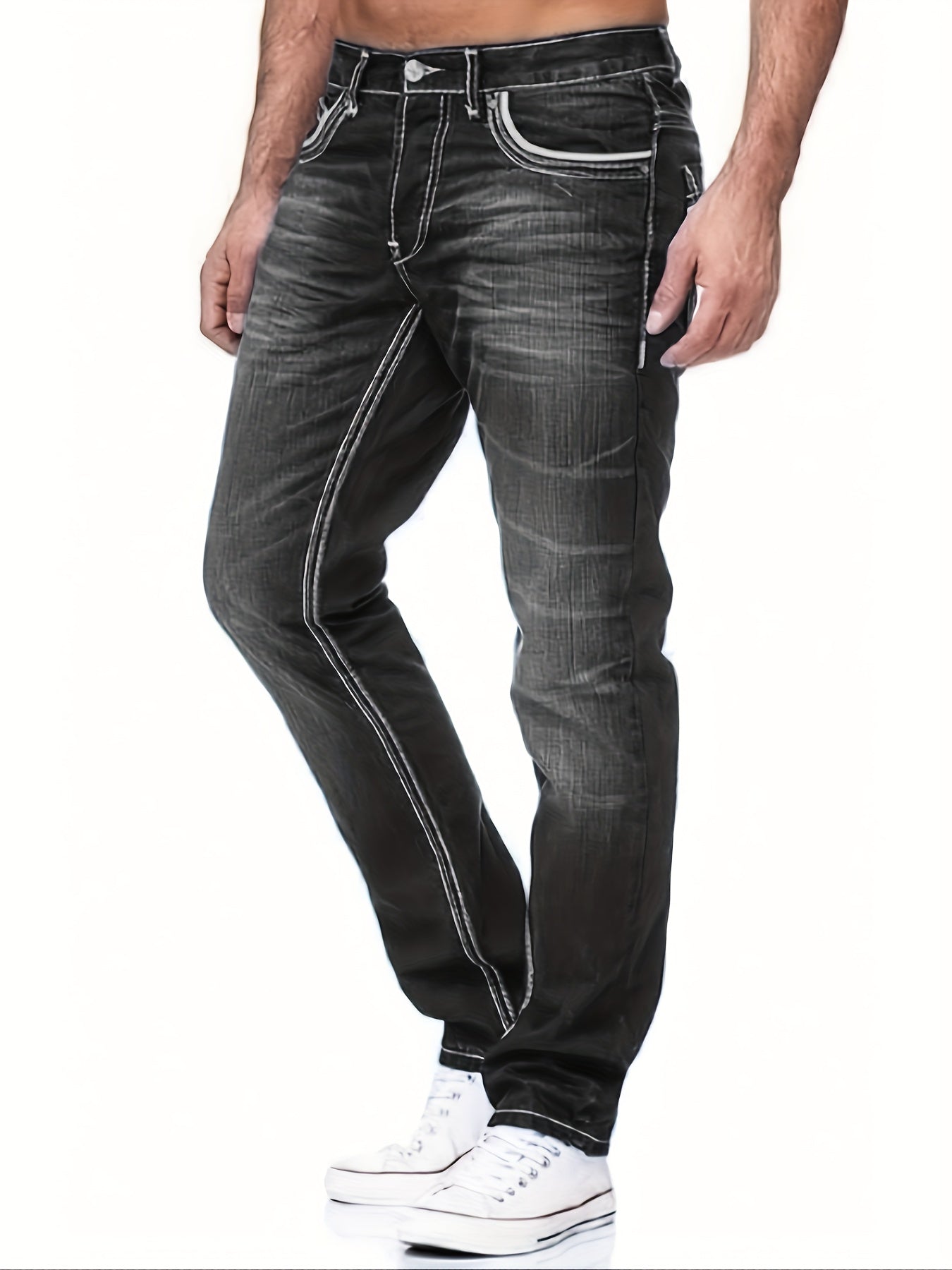 Comfy Street Style Denim Pants - Distressed, With Multiple Pockets, Fashionable and Casual Wear for Men