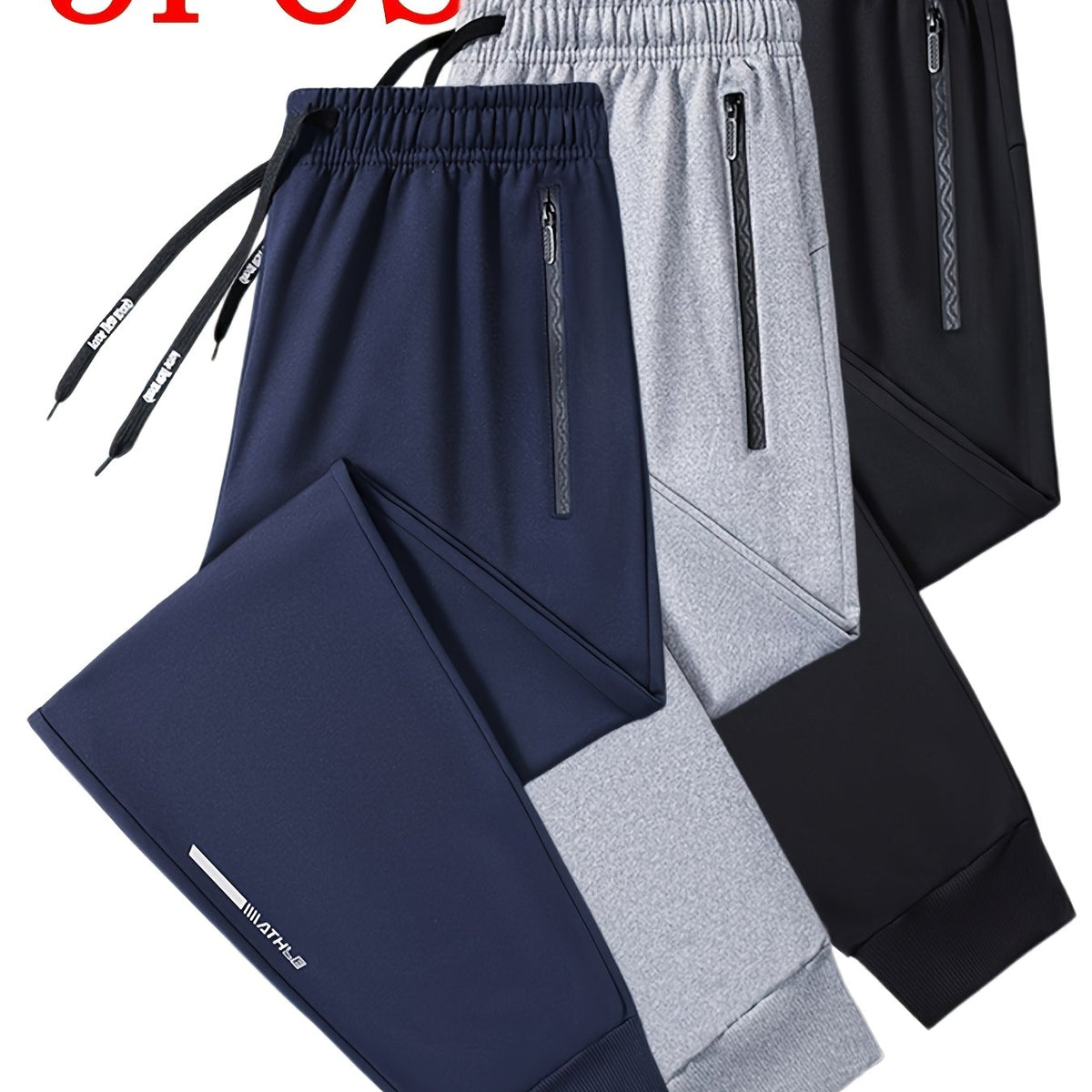 3pcs, Men's Pants Sports Casual, Stretch Loose, Premium, Zipper Leg Pants, Outdoor, Gifts, Men's Sweatpants,, Sweatpants Men, Joggers for Men, Pants for Men, Men's Trousers, Gifts for Men, Mens Christmas Gifts, Mens Gifts Ide