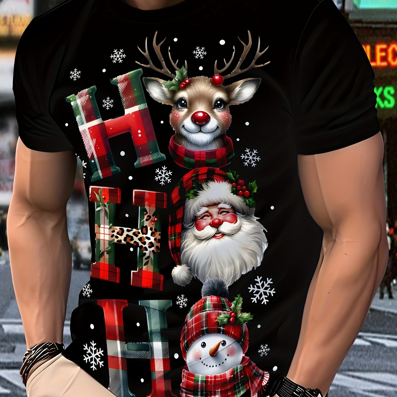 Men'S 3D Digital Print Short Sleeve T-Shirt, All-Season Breathable Round Neck Top, Non-See-Through, Stylish and Versatile, Comfortable & Lightweight, Christmas T Shirt Men Plus Size, Christmas Shirt Men Plus Size, Men Christm