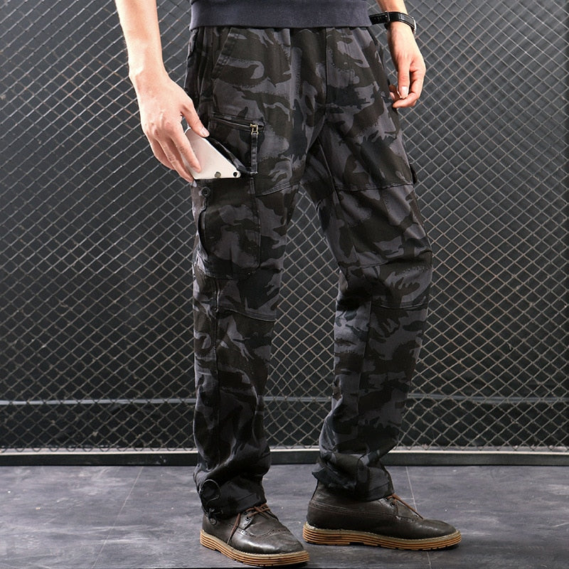 Men Cargo Pants Multi Pockets Military Tactical Pants Men Outwear Streetwear Army Straight Slacks Casual Long Trousers