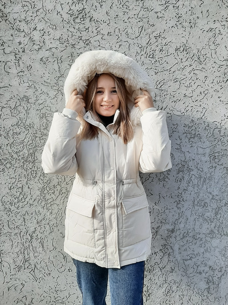 Padded Fur Parka New Big Fur Collar Down Winter Jacket