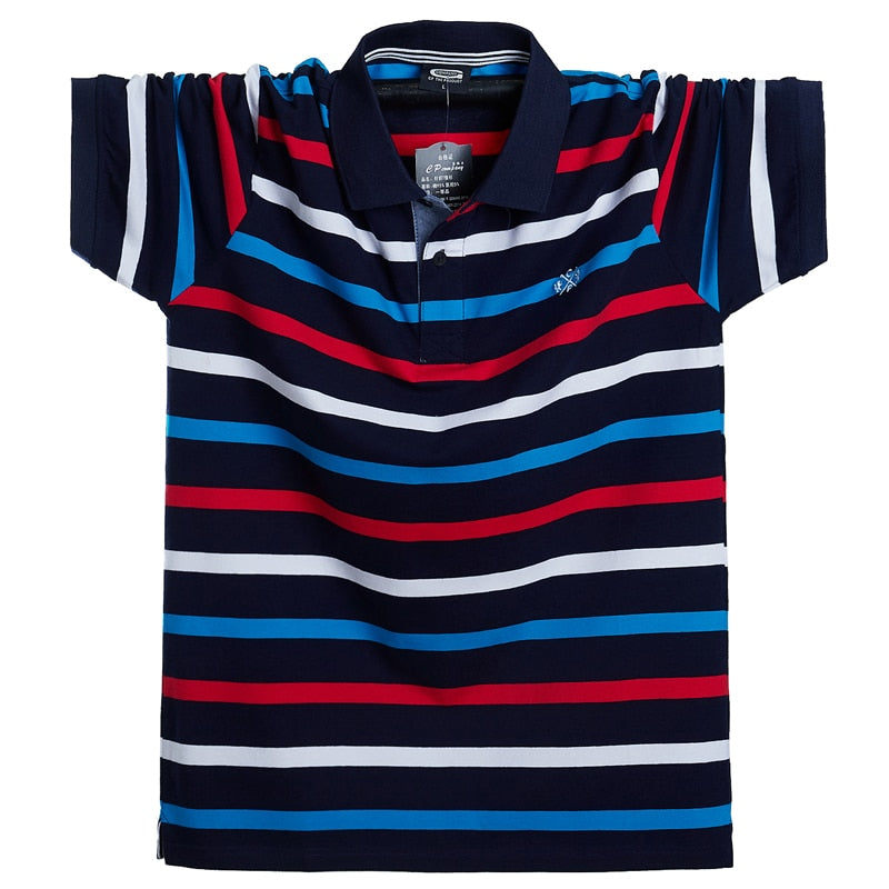 Men Polo Shirt Summer Men&#39;s Casual Breathable Plus Size 5XL 6XL Striped Short Sleeve Polo Shirt Pure Cotton Fashion Men Clothes