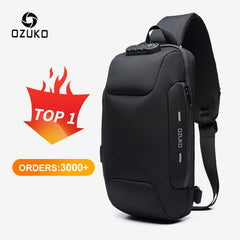 OZUKO New Multifunction Crossbody Bag for Men Anti-theft Shoulder Messenger Bags Male Waterproof Short Trip Chest Bag Pack