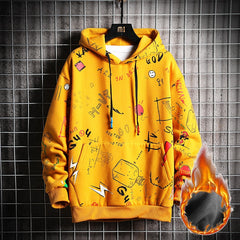 Single Road Men&#39;s Anime Hoodies Men Hip Hop Harajuku Sweatshirt Male Japanese Streetwear Oversized Yellow Hoodie Men Fashion