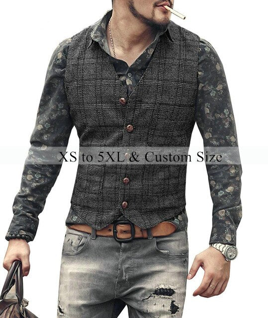 mens suit vests men brown black waistcoat vest man plaid steampunk jacket striped tweed v-neck slim fit gilet wedding clothing