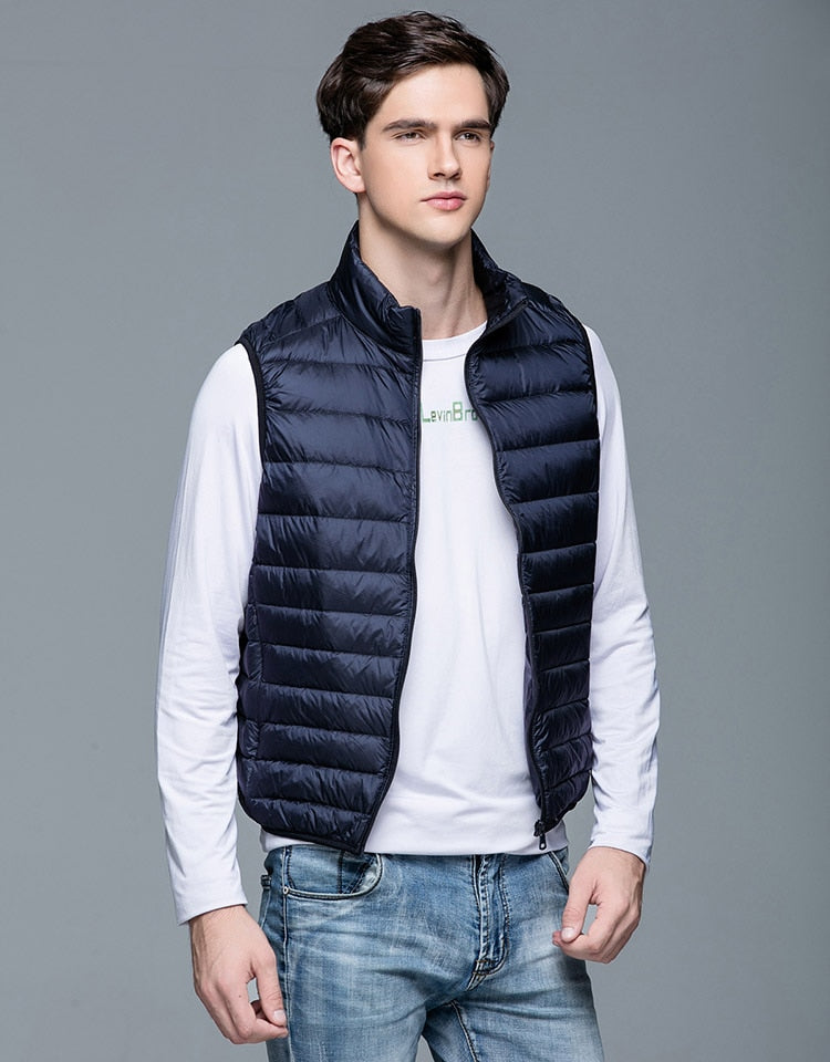 Spring Man Duck Down Vest Ultra Light Jackets Men Fashion Sleeveless Outerwear Coat Autumn Winter Coat 90% White Duck Down