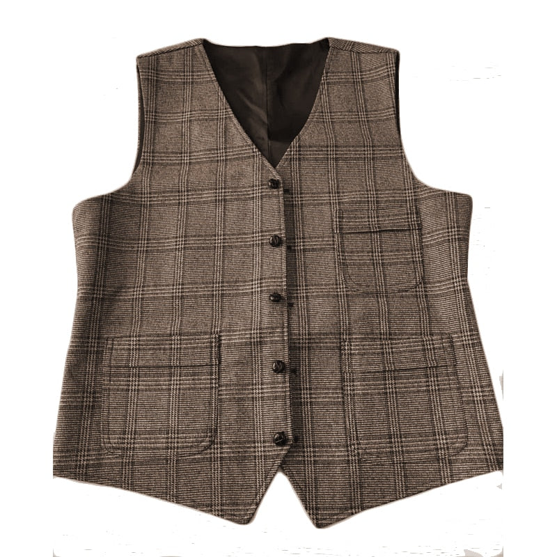 mens suit vests men brown black waistcoat vest man plaid steampunk jacket striped tweed v-neck slim fit gilet wedding clothing