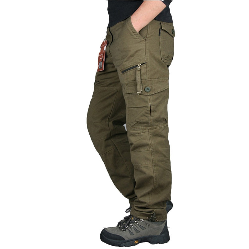 Men Cargo Pants Multi Pockets Military Tactical Pants Men Outwear Streetwear Army Straight Slacks Casual Long Trousers