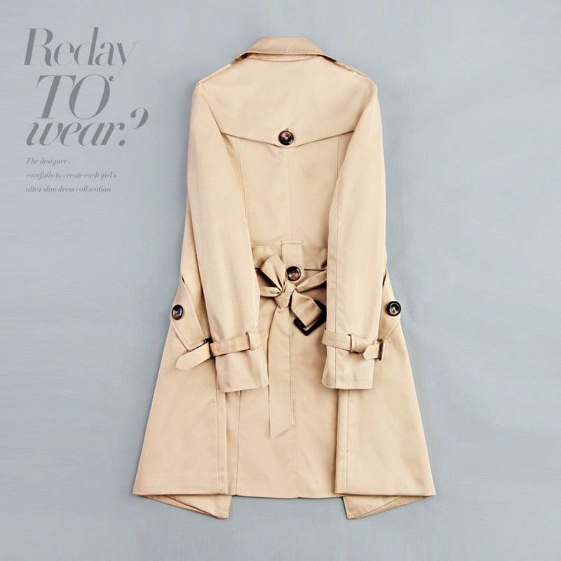 Mid-long Trench Khaki Slim Belt Cloak Mujer Windbreaker Female Abrigos