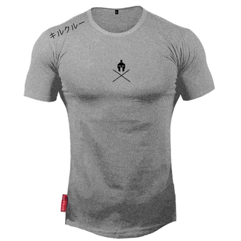 Men T Shirts Fashion Summer Bodybuilding Letter Printed Tshirt Men GYM Fitness Workout  O-Neck Show Muscle