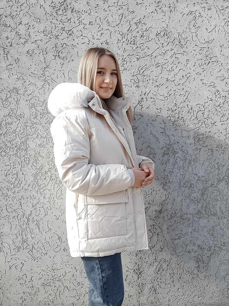 Padded Fur Parka New Big Fur Collar Down Winter Jacket