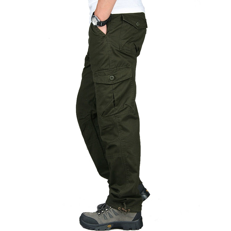 Men Cargo Pants Multi Pockets Military Tactical Pants Men Outwear Streetwear Army Straight Slacks Casual Long Trousers