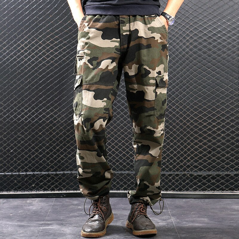 Men Cargo Pants Multi Pockets Military Tactical Pants Men Outwear Streetwear Army Straight Slacks Casual Long Trousers