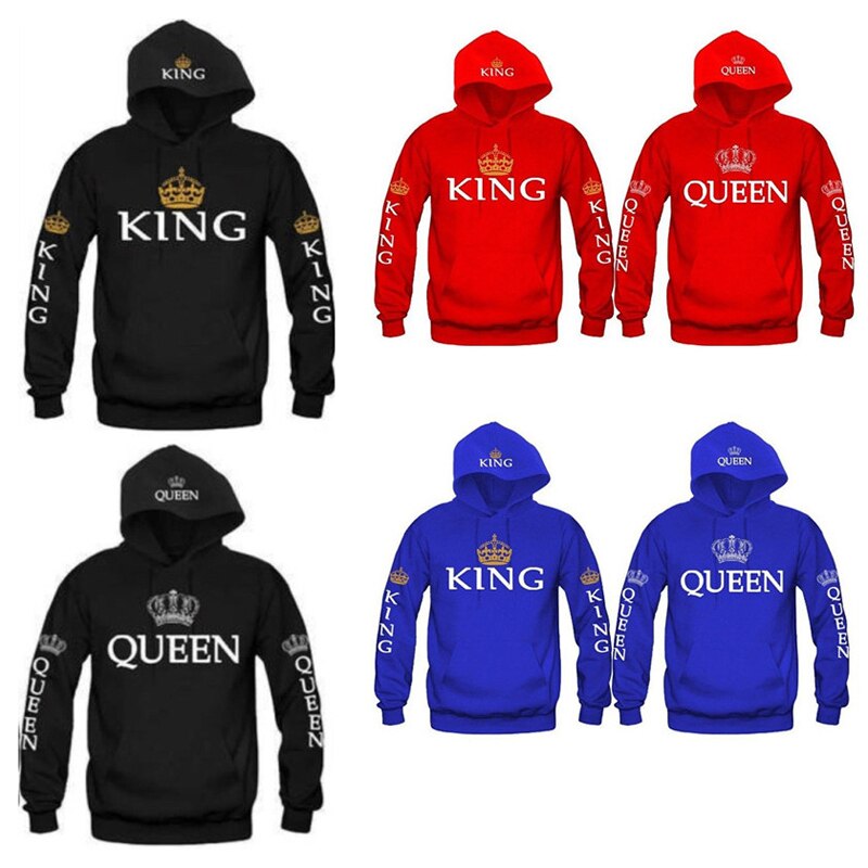 Women Men Hoodies Pullovers Tracksuits King Queen Printed Sweatshirt Lovers Couples Hoodie Hooded Sweatshirt