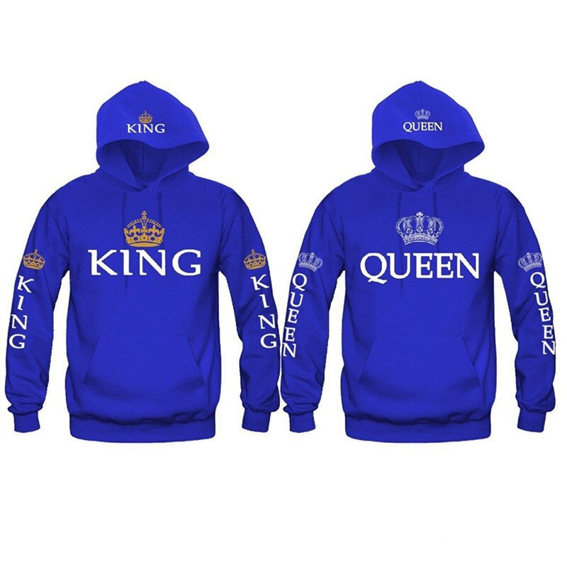 Women Men Hoodies Pullovers Tracksuits King Queen Printed Sweatshirt Lovers Couples Hoodie Hooded Sweatshirt