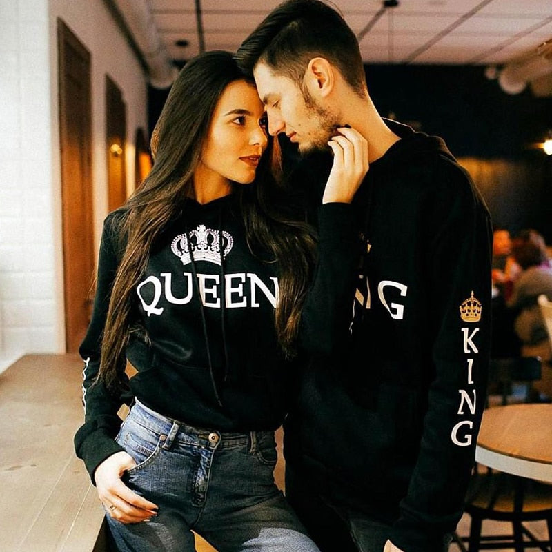 Women Men Hoodies Pullovers Tracksuits King Queen Printed Sweatshirt Lovers Couples Hoodie Hooded Sweatshirt