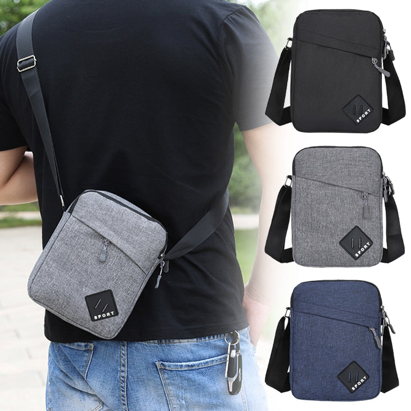 Xierya Men Crossbody Bag Simple Storage Bag for Travel Outdoor Small Black Messenger Bags Coffee Shoulder Bag Solid Color Pocket