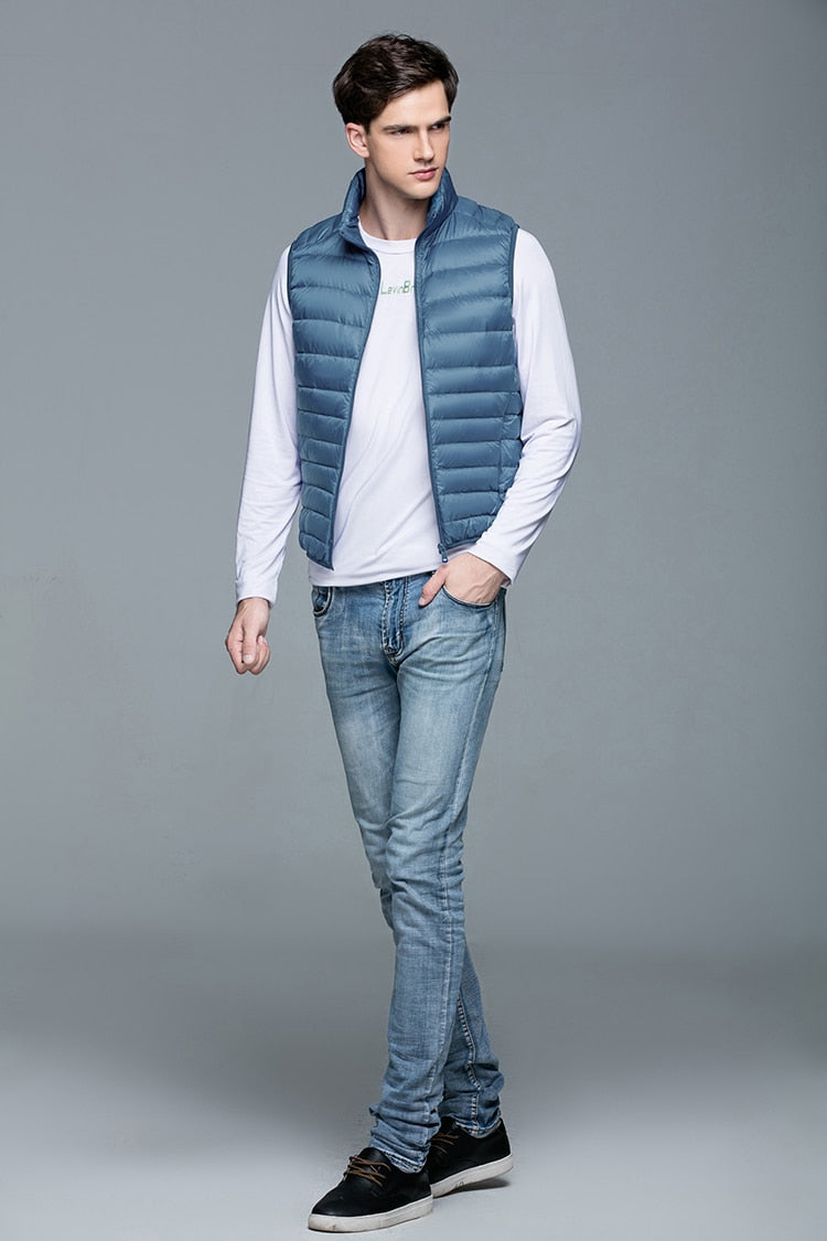 Spring Man Duck Down Vest Ultra Light Jackets Men Fashion Sleeveless Outerwear Coat Autumn Winter Coat 90% White Duck Down