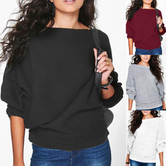 Slash Neck Pullovers Sweaters Primer Blouse Batwing Dolman