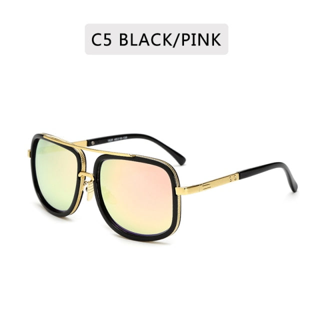 Big Frame Sunglasses Men Square  Metal Sun Glasses