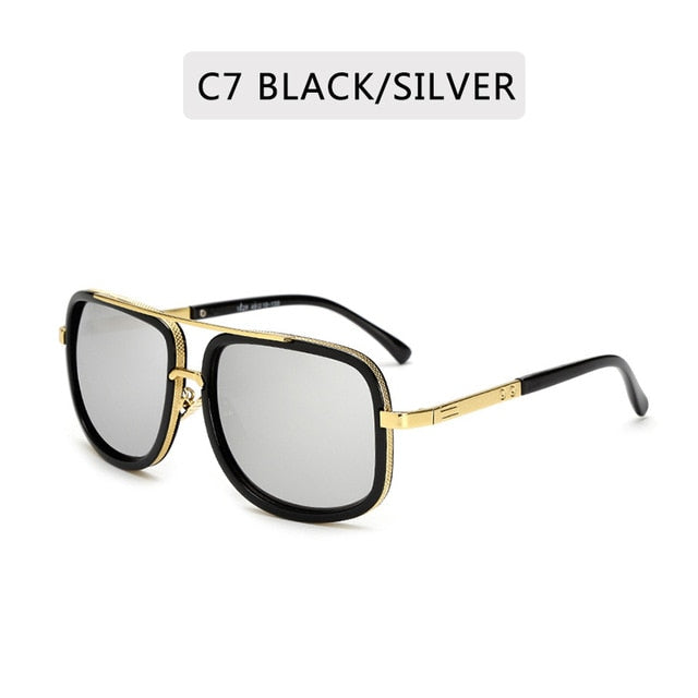 Big Frame Sunglasses Men Square  Metal Sun Glasses